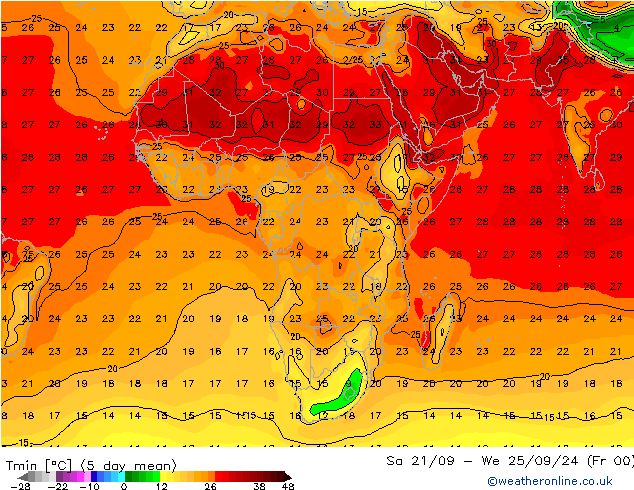 Nejnižší teplota (2m) CFS Po 30.09.2024 12 UTC