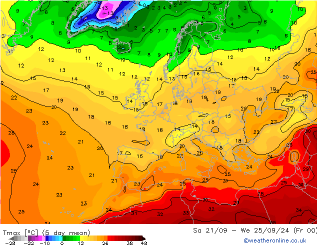 Nejvyšší teplota (2m) CFS St 02.10.2024 12 UTC