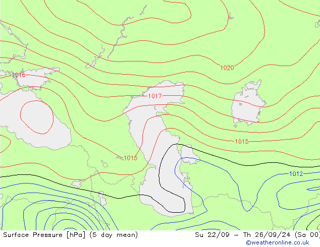 Surface pressure CFS We 25.09.2024 12 UTC