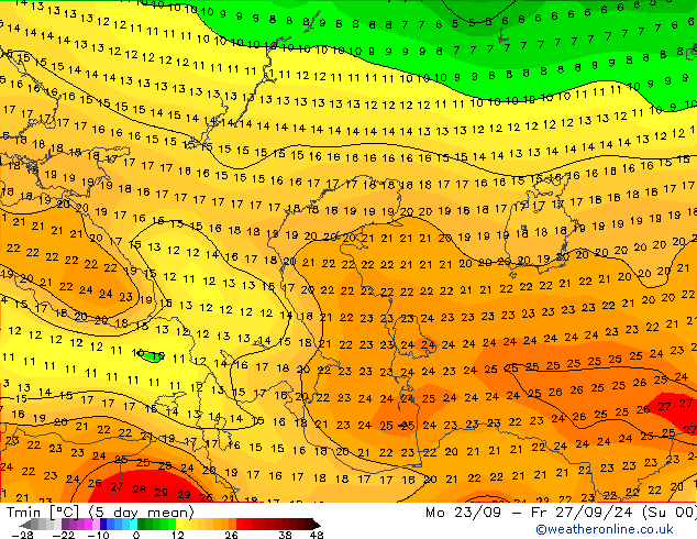 Temperature Low (2m) CFS We 25.09.2024 00 UTC