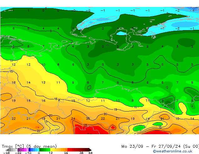 Temperature High (2m) CFS Sa 28.09.2024 12 UTC