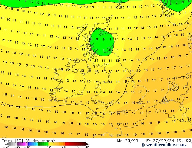 Temperature High (2m) CFS Th 26.09.2024 12 UTC