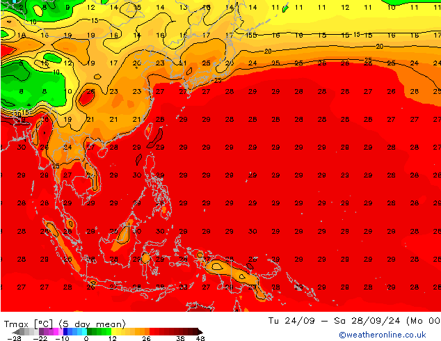 Темпер. макс 2т CFS пн 30.09.2024 12 UTC