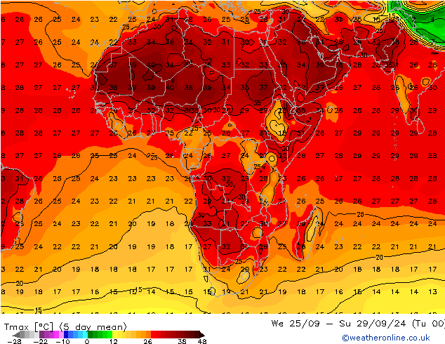 Temperatura máx. (2m) CFS mié 02.10.2024 00 UTC