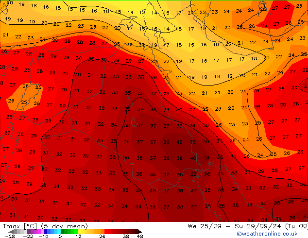 Temperature High (2m) CFS Th 26.09.2024 12 UTC