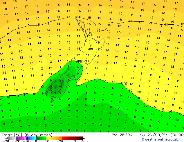 Temperature High (2m) CFS Th 26.09.2024 12 UTC