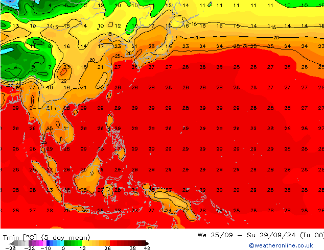 Temperature Low (2m) CFS Su 29.09.2024 12 UTC