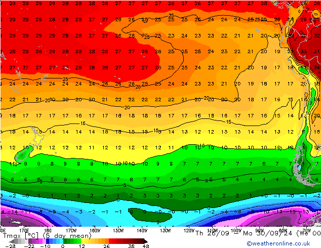 temperatura máx. (2m) CFS Qua 25.09.2024 12 UTC