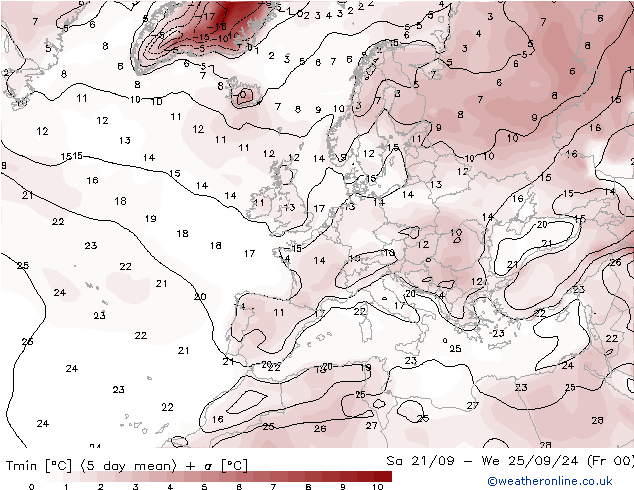 Tiefstwerte (2m) CFS Di 22.10.2024 00 UTC