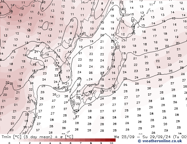 Min. Temperatura (2m) CFS śro. 25.09.2024 12 UTC