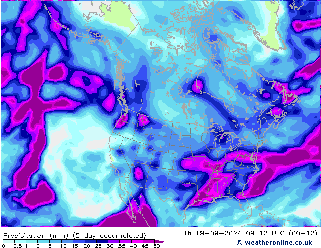 Precipitazione CFS mer 09.10.2024 00 UTC