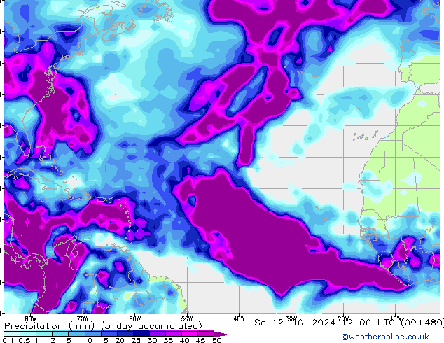 Precipitación CFS sáb 12.10.2024 00 UTC