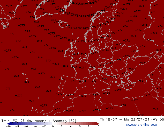 Min.temperatuur (2m) CFS za 20.07.2024 00 UTC