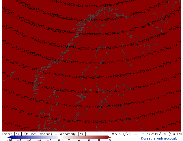 Max. Temperatura (2m) CFS pon. 23.09.2024 12 UTC