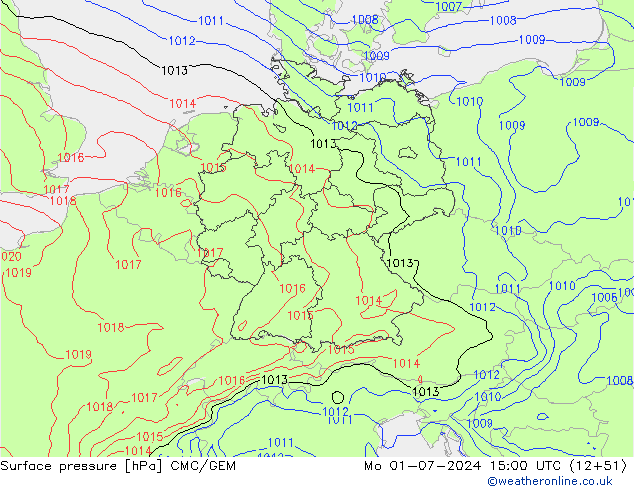 Luchtdruk (Grond) CMC/GEM ma 01.07.2024 15 UTC