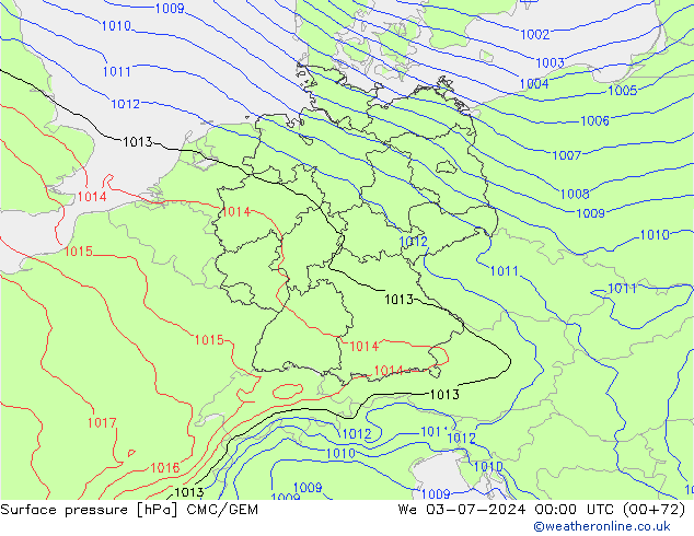 地面气压 CMC/GEM 星期三 03.07.2024 00 UTC