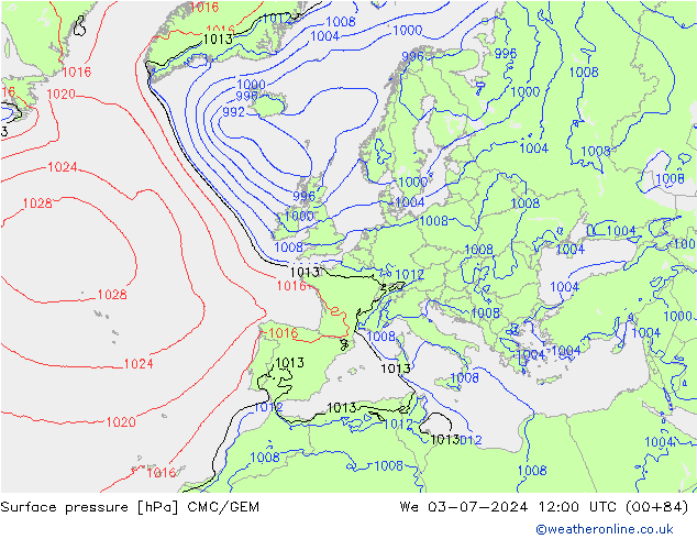 地面气压 CMC/GEM 星期三 03.07.2024 12 UTC