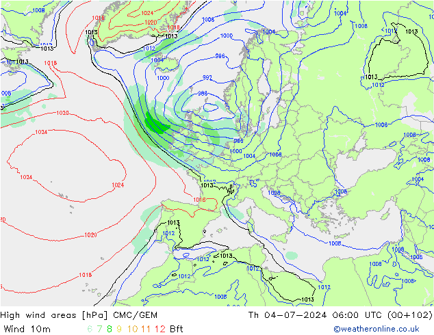 Windvelden CMC/GEM do 04.07.2024 06 UTC