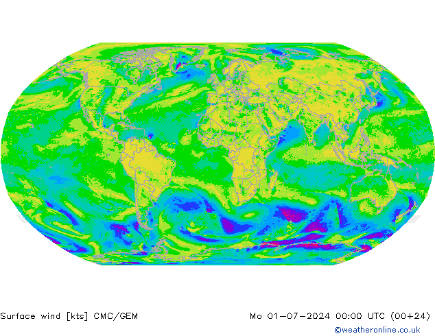风 10 米 CMC/GEM 星期一 01.07.2024 00 UTC