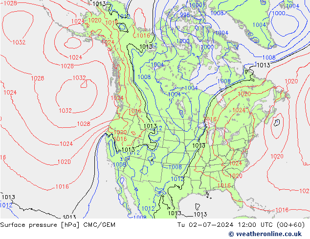地面气压 CMC/GEM 星期二 02.07.2024 12 UTC