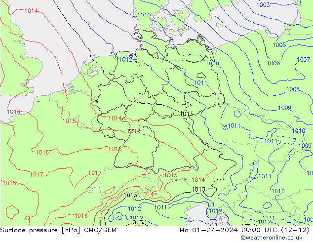 地面气压 CMC/GEM 星期一 01.07.2024 00 UTC