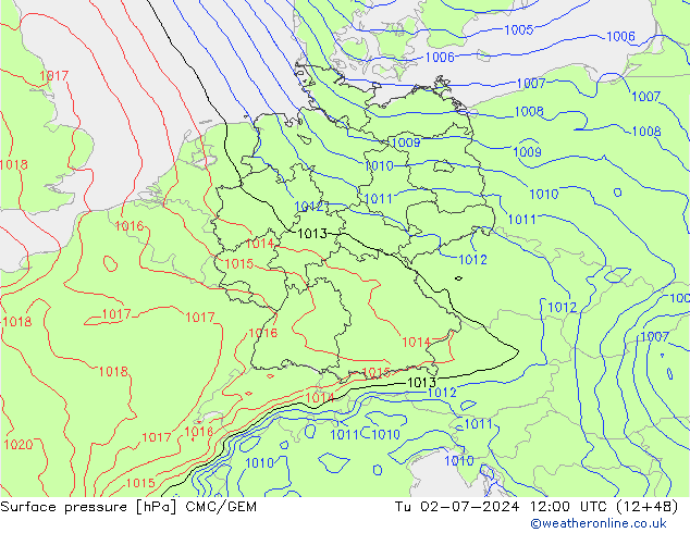 地面气压 CMC/GEM 星期二 02.07.2024 12 UTC