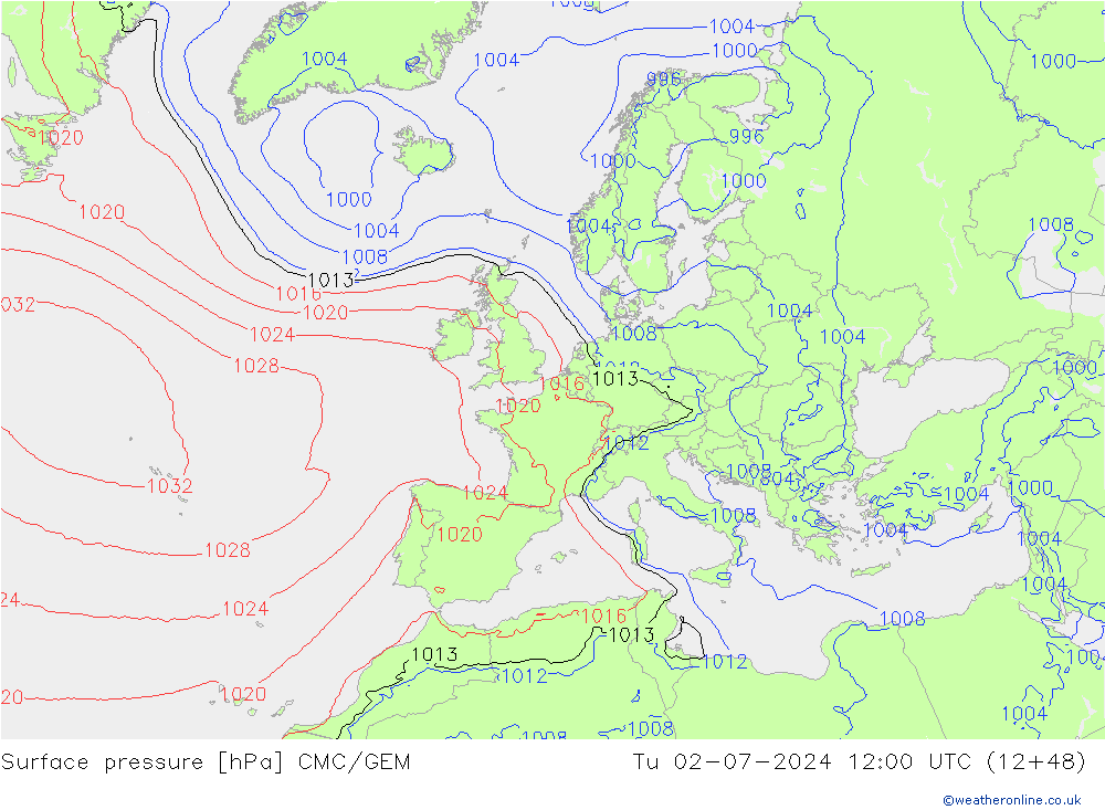 Luchtdruk (Grond) CMC/GEM di 02.07.2024 12 UTC