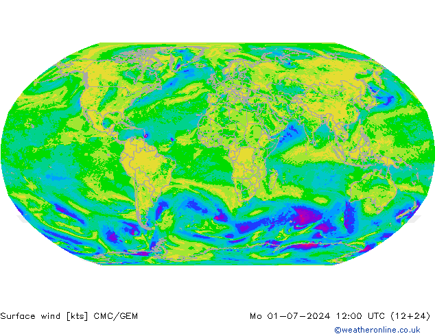 风 10 米 CMC/GEM 星期一 01.07.2024 12 UTC