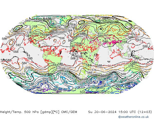 Hoogte/Temp. 500 hPa CMC/GEM zo 30.06.2024 15 UTC