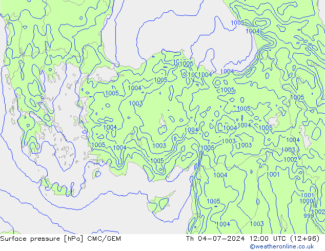 Luchtdruk (Grond) CMC/GEM do 04.07.2024 12 UTC