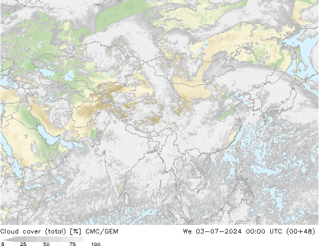 Bewolking (Totaal) CMC/GEM wo 03.07.2024 00 UTC