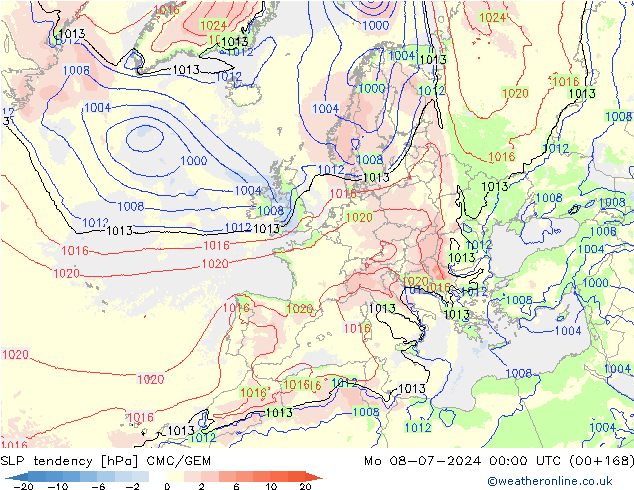 Druktendens (+/-) CMC/GEM ma 08.07.2024 00 UTC
