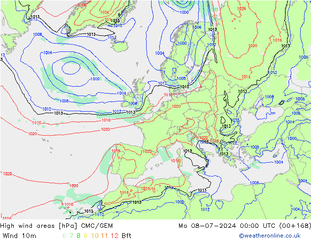 Windvelden CMC/GEM ma 08.07.2024 00 UTC