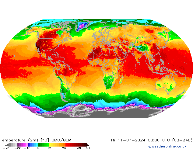 Temperatuurkaart (2m) CMC/GEM do 11.07.2024 00 UTC
