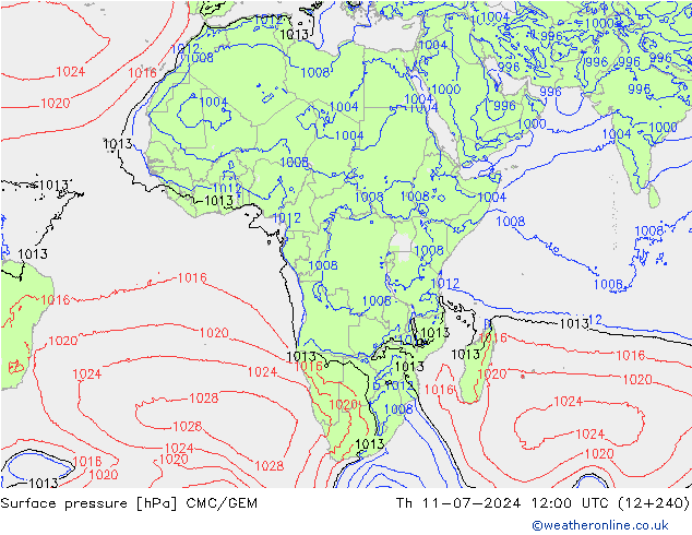 Luchtdruk (Grond) CMC/GEM do 11.07.2024 12 UTC