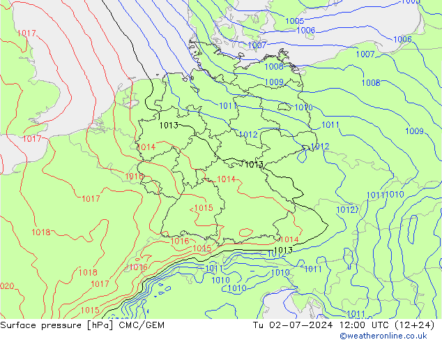 Luchtdruk (Grond) CMC/GEM di 02.07.2024 12 UTC