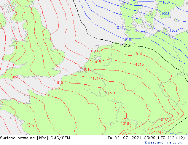 地面气压 CMC/GEM 星期二 02.07.2024 00 UTC