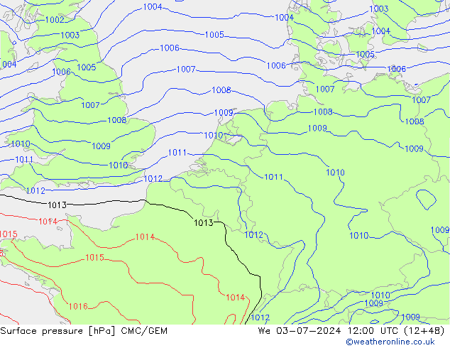 地面气压 CMC/GEM 星期三 03.07.2024 12 UTC