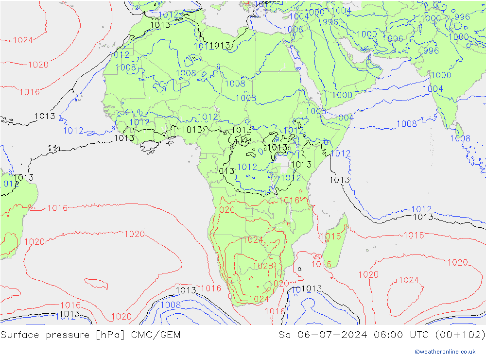Luchtdruk (Grond) CMC/GEM za 06.07.2024 06 UTC