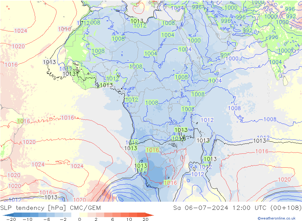 Druktendens (+/-) CMC/GEM za 06.07.2024 12 UTC
