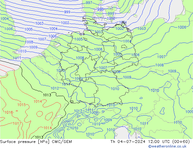 地面气压 CMC/GEM 星期四 04.07.2024 12 UTC