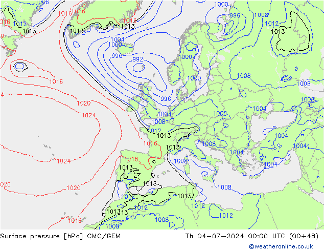Luchtdruk (Grond) CMC/GEM do 04.07.2024 00 UTC