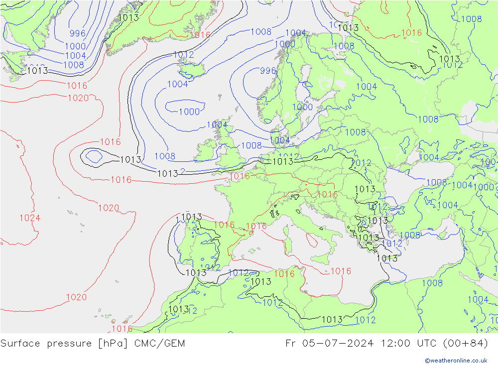 地面气压 CMC/GEM 星期五 05.07.2024 12 UTC