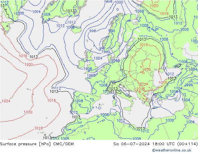 Luchtdruk (Grond) CMC/GEM za 06.07.2024 18 UTC