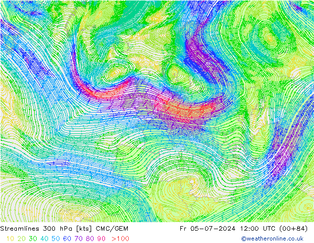 风 300 hPa CMC/GEM 星期五 05.07.2024 12 UTC
