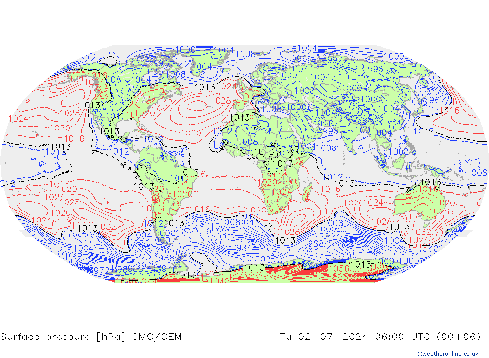 地面气压 CMC/GEM 星期二 02.07.2024 06 UTC