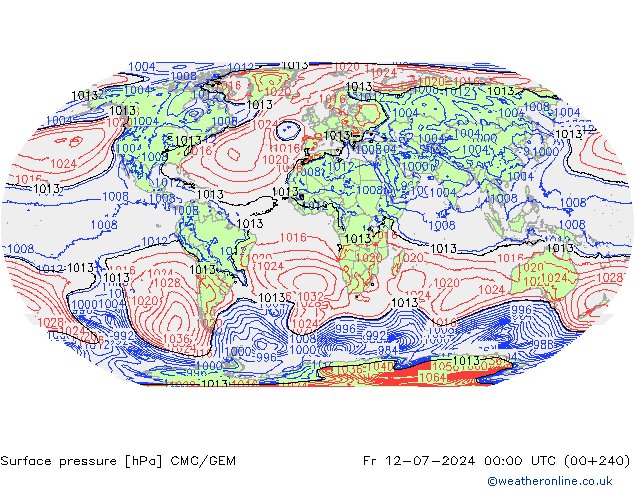 Luchtdruk (Grond) CMC/GEM vr 12.07.2024 00 UTC