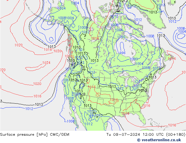 地面气压 CMC/GEM 星期二 09.07.2024 12 UTC