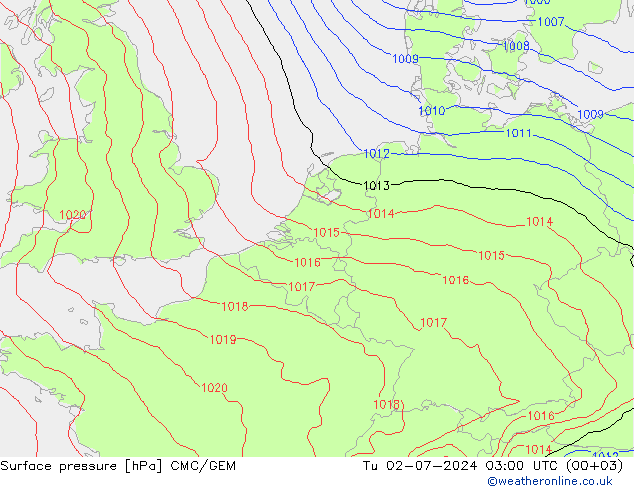 地面气压 CMC/GEM 星期二 02.07.2024 03 UTC
