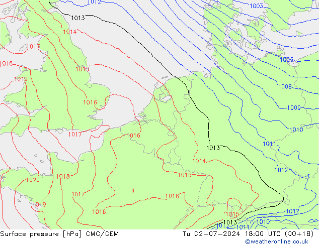 Luchtdruk (Grond) CMC/GEM di 02.07.2024 18 UTC